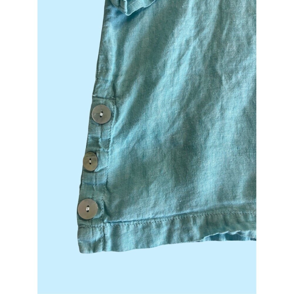 Sigrid Olsen Popover Tunic Top Shirt Womens Small Blue Collared 100% Linen - Picture 6 of 8